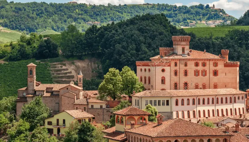 Un borgo con castello e vigneti, ideale per un tour vino Piemonte.