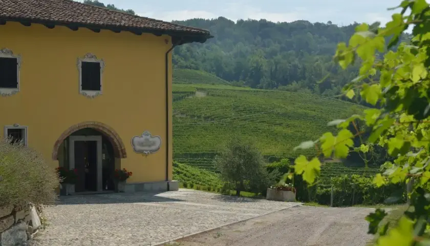 Tenuta Arnulfo, con la sua casa gialla e i vigneti a terrazze sulla costa di Bussia, incanta con la sua bellezza.
